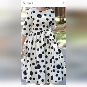 Danity Jewell's Black and White Polka Dot Midi Dress